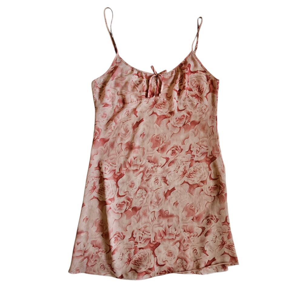 Euro Floral Babydoll Slip Dress Rose Milkmaid Mini - Size Medium